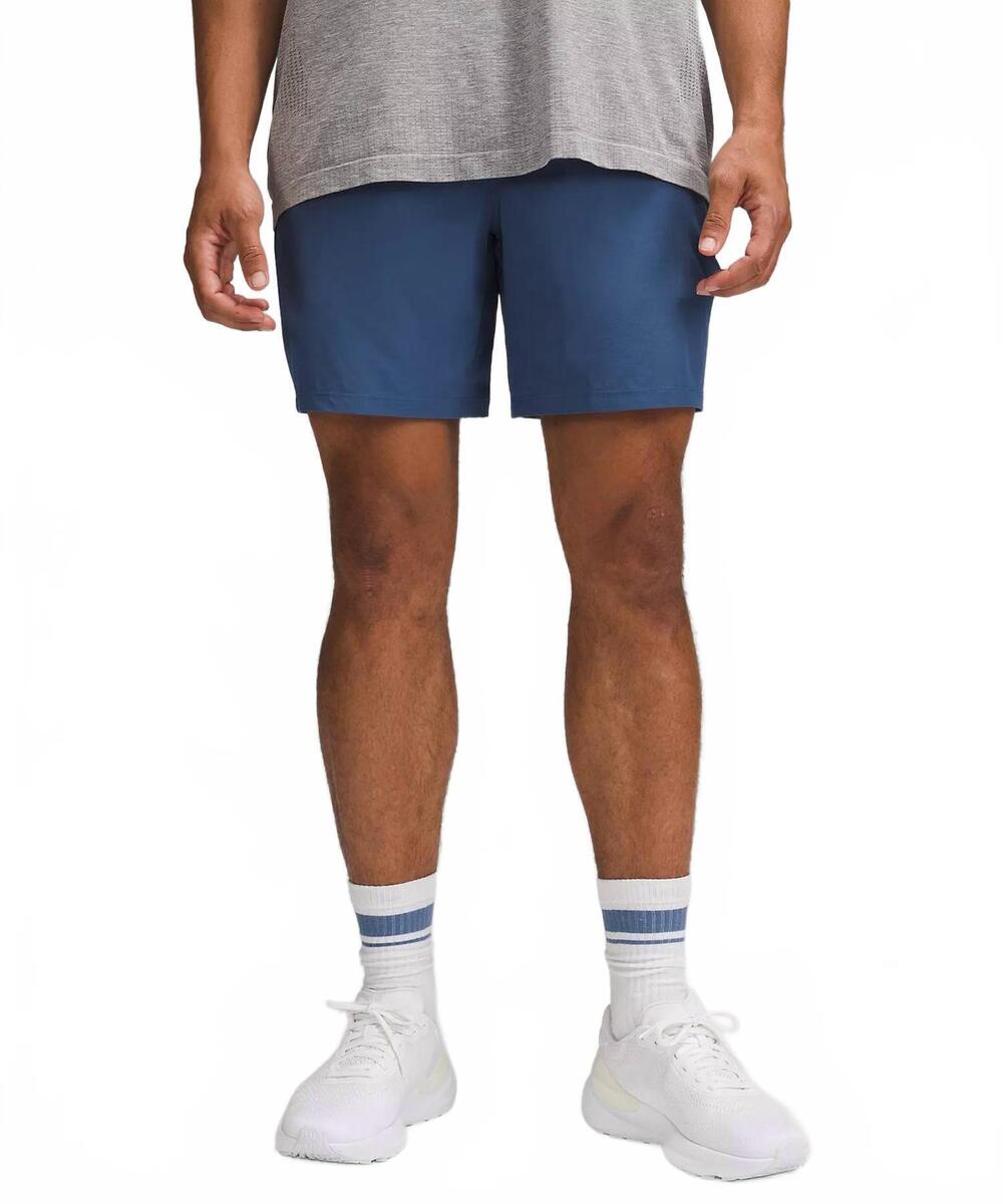 NEW LULULEMON men's pace breaker linerless short in pitch blue